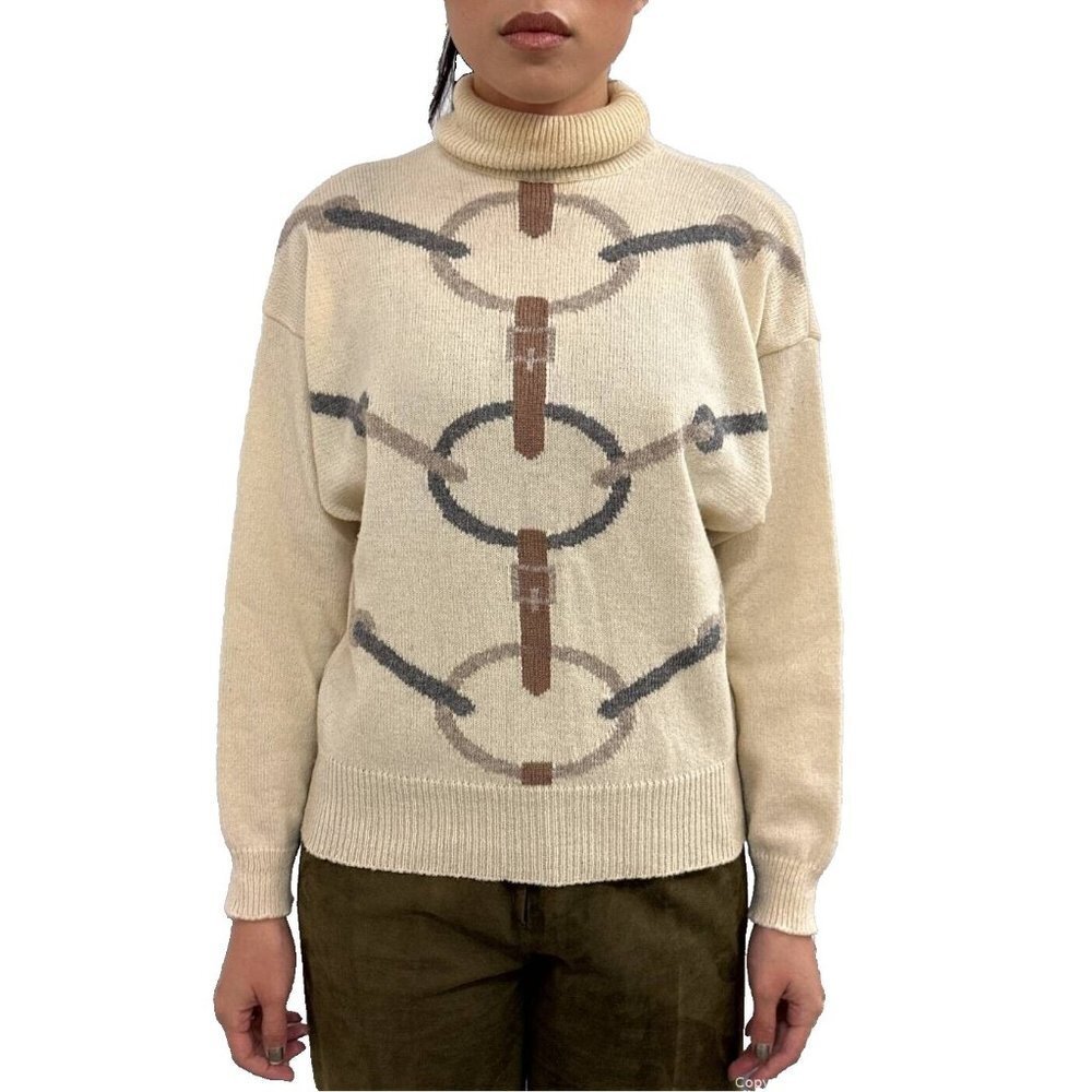 HERMES Paris Camel Turtleneck Sweater Size 42